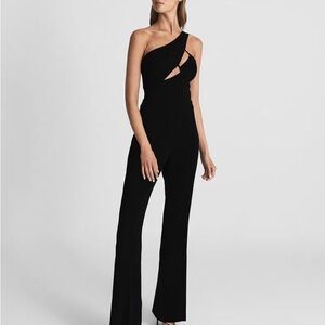 Reiss Black One-Shoulder Saffron Jumpsuit with Cutout Detail
